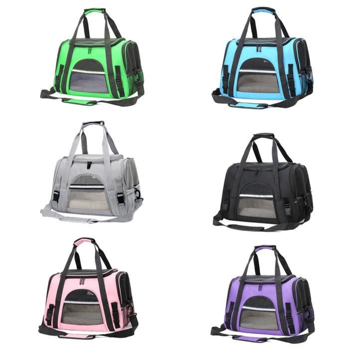 Sacs de transport pour animaux de compagnie Transport Pet Sac avec fermeture à glissière de sécurité Verrouillage Portab e chat rose