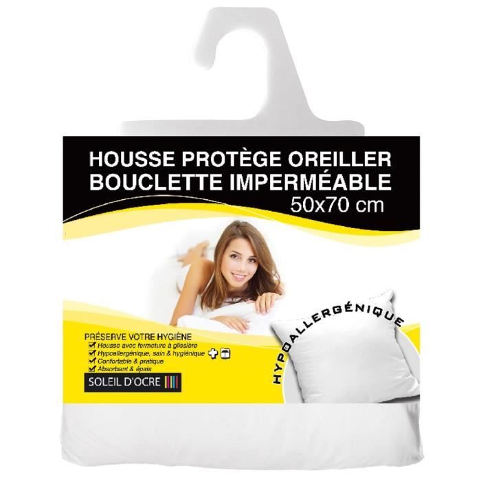 SOLEIL D'OCRE Protège Oreiller bouclette imperméable 50x70 cm blanc