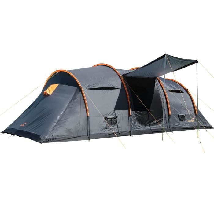 Skandika Trivelig 8 Protect - Tente familiale Tunnel 8 Pers - Cabines Sombres Sol Cousu - 635 x 275 cm