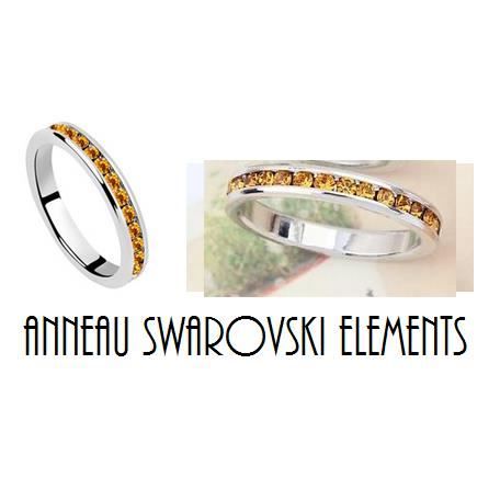 Bague solitaire Ambre Swarovski Elements Taille 54