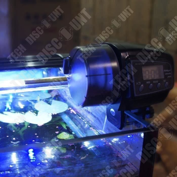 TD® Distributeur automatique de nourriture pour poisson Nourrisseur aquarium bassin poisson rouge Accessoire aquariophilie