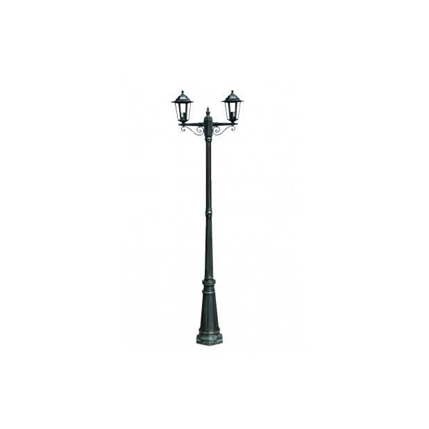 Lampadaire extérieur double noir hauteur 230 cm