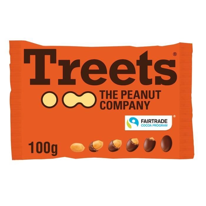 Sachet Treets 100g cacahuètes entières enrobées chocolat lait x16