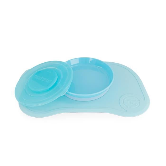 TWISTSHAKE Coffret Repas pour Bébé en Silicone avec Assiette et Set Ventouse 38 x 25 cm, Sans BPA, à partir de 6 mois, Bleu