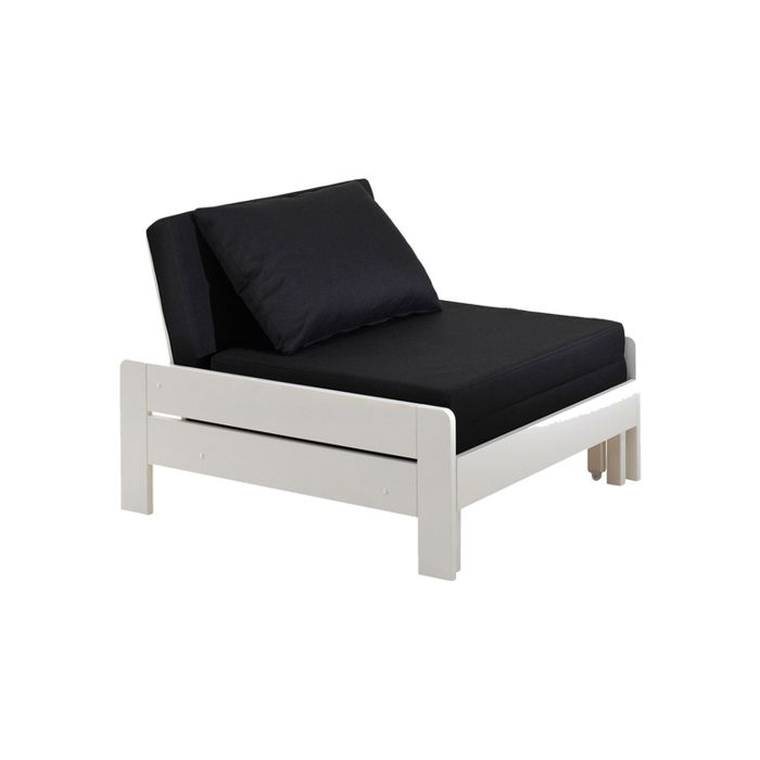 Vipack Lit transformable en fauteuil pin massif laqué blanc Pino Oliver