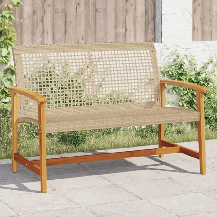 Vidaxl Banc de jardin beige 112 cm résine tressée et bois dacacia 367600