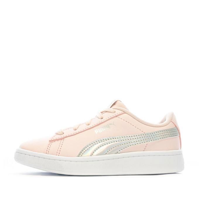 Puma Baskets Rose/Gris pailleté Fille Puma Vikky Rainbow