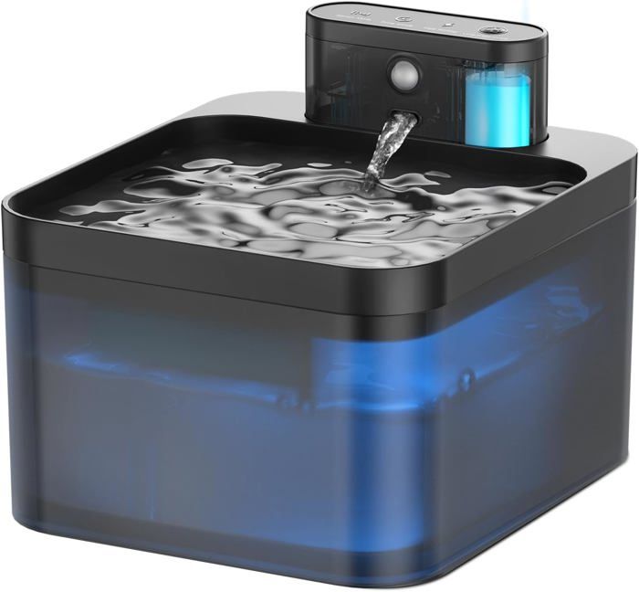 Meilleurs prix pour Fontaine A Eau Chat Sans Fil, 2.2L Fontaine Pour Chat Avec Détecteur De Mouvement, Fonctionnement Sur Piles 2600Mah Pompe À Eau Sil