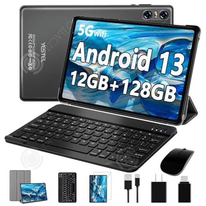 INN Tablette tactile 10.1 pouces 19go+128go octa-core 5g wifi type-c 8000mah avec clavier souris casque utilisation au bureau et