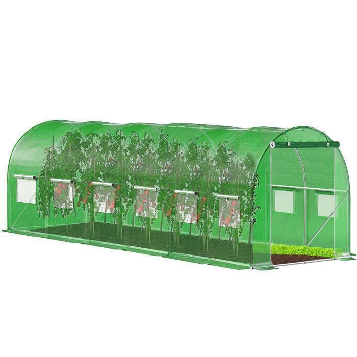 Serre Tunnel WERKA PRO 6m² - 3x2x2m - Protection Cultures, Housse Polyéthylène - Vert Bache Pour Serre 6x3