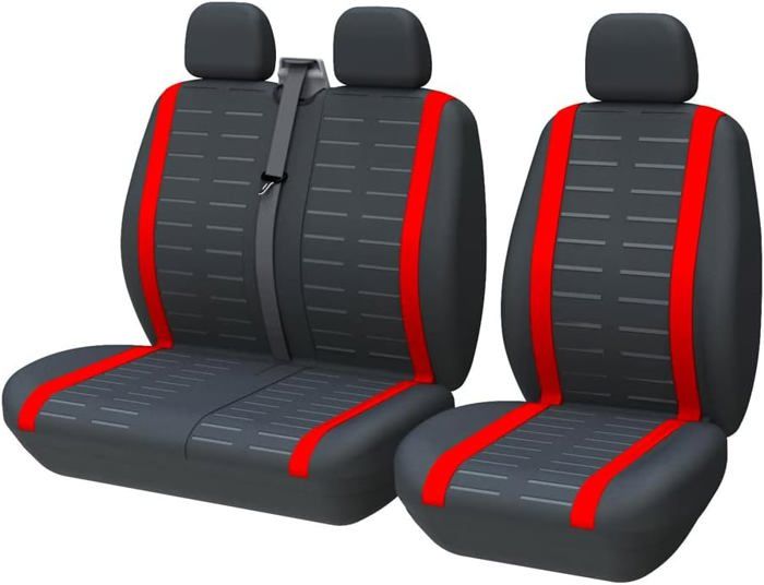 Housse Siege Voiture Couvre Universal Fit La Plupart des Camions Camionnette Bus Siège Avant 1 + 2 (3 Places)Rouge