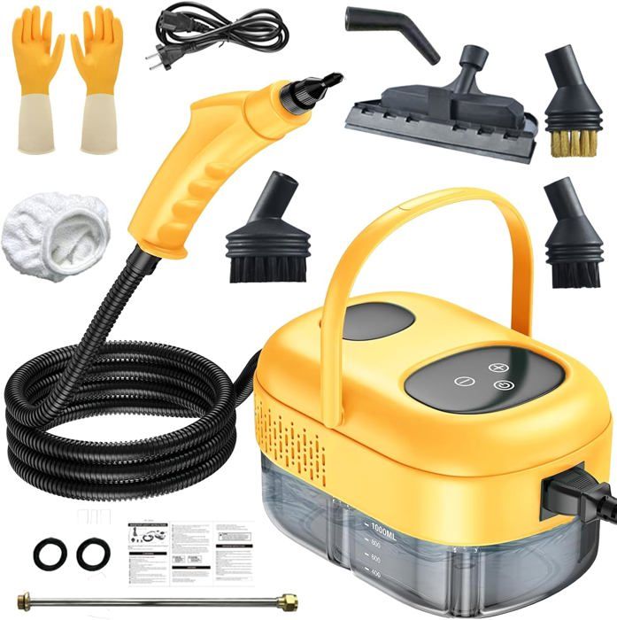 Nettoyeur Vapeur 2200W Puissant – 3 Bars, 1200 Ml, Chauffage Rapide 15-20s, 4 Têtes + Tuyau Renforcé Pour Maison & Voiture