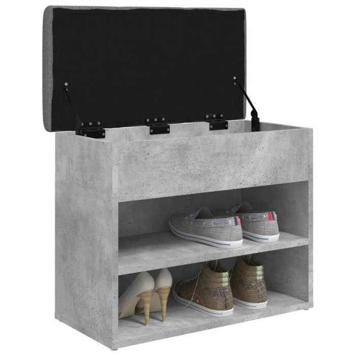 Banc à chaussures/Meuble à chaussures GKK gris béton 62x32x50 cm - bois dingénierie GG@74