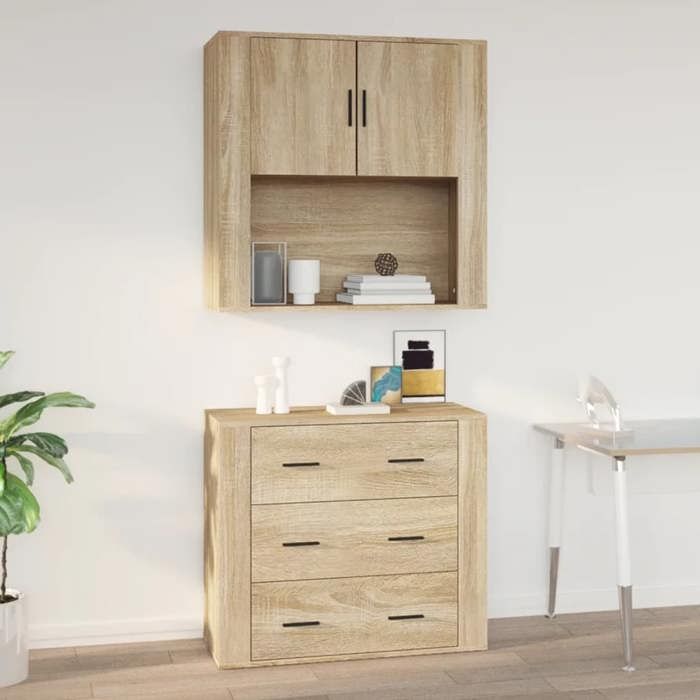 RemiseMeuble Haut de Salle de Bain/Armoire murale - JMS - Chêne sonoma 80x33x80 cm Bois dingénierie MAISON2025 52538