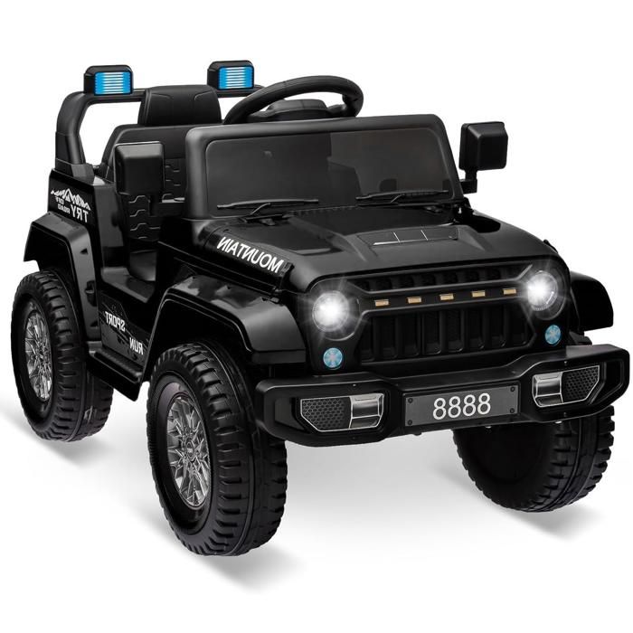 Voiture Électrique Enfants - PROMIRACAL - 2 Modes de Conduite - Suspension à 4 Roues - Musique & Lumières LED - Style Camion - Noir