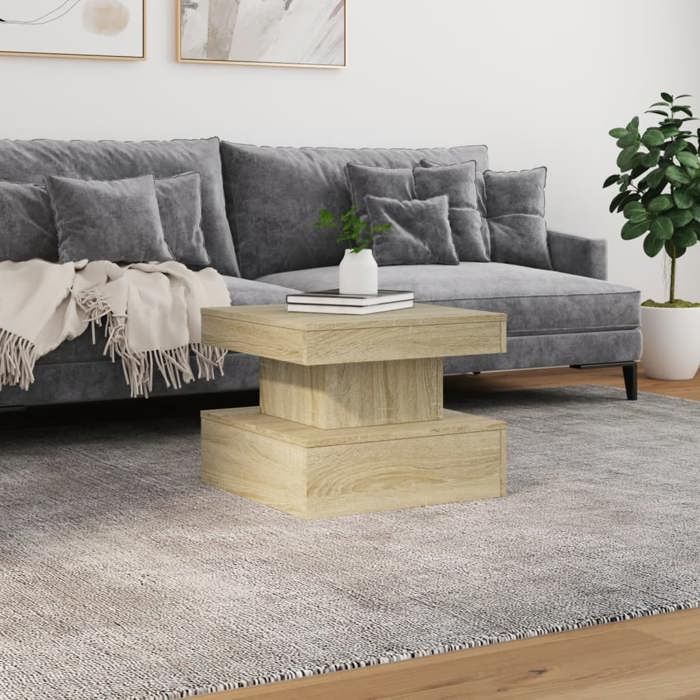 Black Month Petite Table Basse BURKE Table dAppoint avec lumières LED - chêne sonoma 50x50x40 cm - LL2845