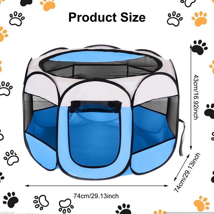Tente pour animaux - Pliable - Caisse de mise bas pour chats et chiens-Transparente-Cage octogonale-Enclos pour chiots-74*74*43cm