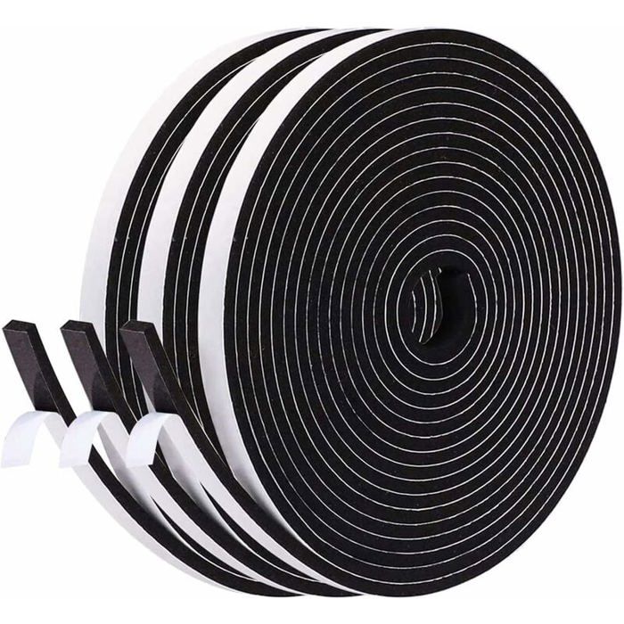 Joint Isolation Fenêtre Bande Adhésive Caoutchouc Antioxydant 6mm X 3mm 15M Phonique et Coupe Vent