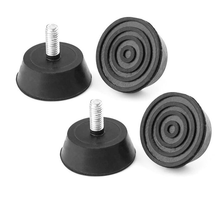 Pieds réglables pour meubles - MICH - 4 pièces - Base en caoutchouc - Diamètre 32 mm - Vis M6 - Hauteur ajustable