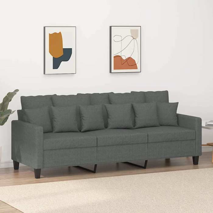 SALE 2026 Fauteuil/Chaise-Sofa Gris - Canapé à 3 places Gris foncé 180cm Tissu PRO976755092