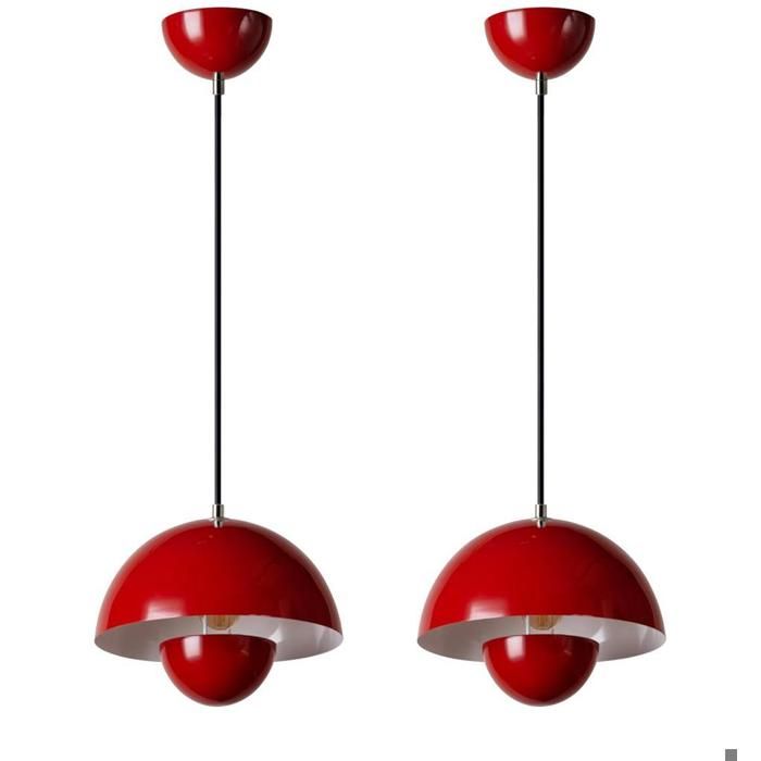 Diday 2pcs Suspension Luminaire Intérieur Lustre Salon Moderne Créativité Lampe Suspendue E27 Rouge Plafonnier pour Chambre Salon