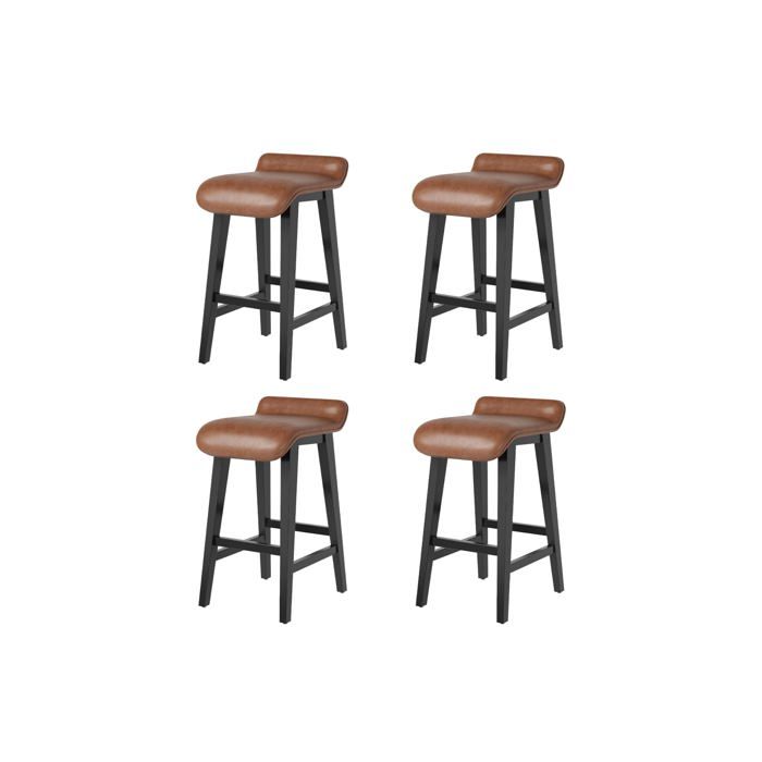 Tabouret de bar industriel - LUNSY - 665 cm de hauteur - Assise similicuir - Chêne massif - 445 cm de large