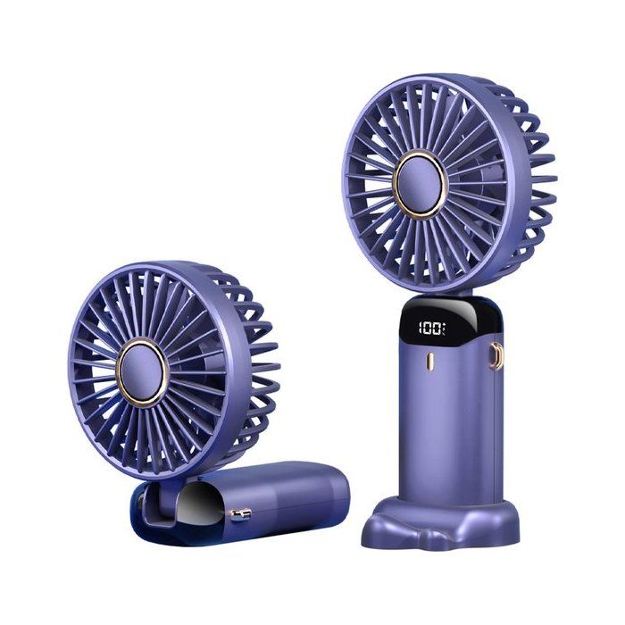 Ventilateur portable rechargeable - Belle commode - Violet - 5 vitesses - Recharge USB-C - Autonomie 4 à 20 heures