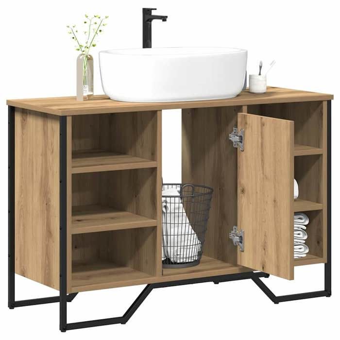 Meuble WC SWEETY Beige Meuble de Lavabo de Salle de bain - Anti lhumidité - avec étagère Chêne artisanal - Pour maquillage CL6804