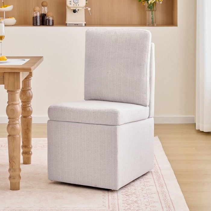 Chaise salle à manger - Gris-Beige 068 - Rangement sous assise - Assise 48 cm rembourrée - Rotation 360°