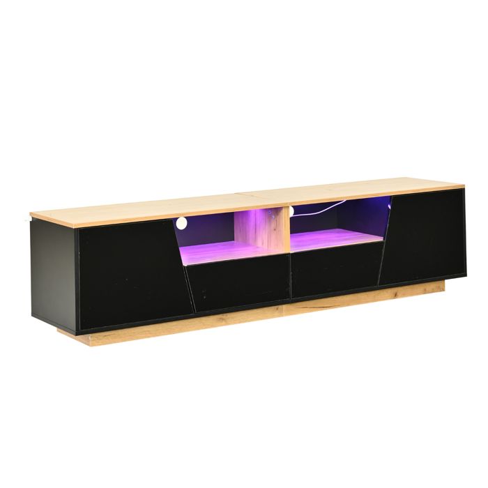 Meuble TV 180*40*46 cm avec éclairage LED comprenant 2 tiroirs et 2 placards Meuble TV 180*40*46 cm avec éclairage LED comprenant 2 tiroirs et 2 placards