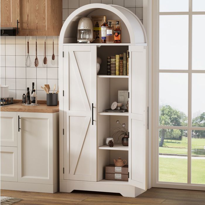 MEUBLIV Armoire haute 70 x 35 x 170 cm 2 portes étagères réglables MDF blanc partie supérieure ouverte