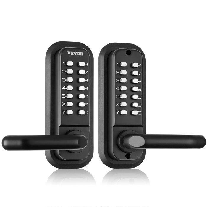 Serrure de Porte Mécanique sans Clé Verrou à Code en Alliage de Zinc Clavier Double-Face Poignée de Porte d’Entrée Extérieure Gauche
