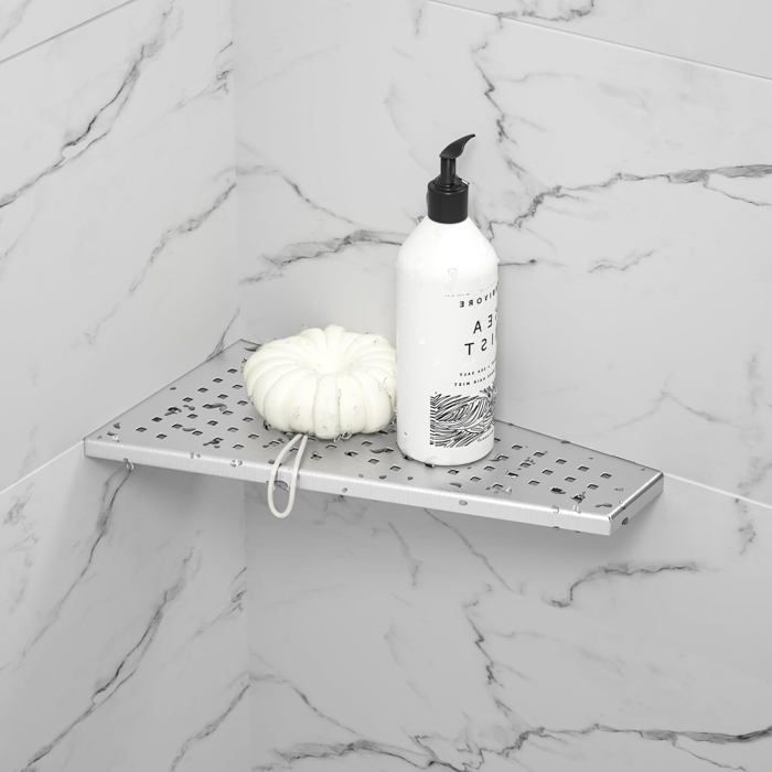 Étagère dangle de douche en acier inoxydable 304 sans perçage pour salle de bain - Support de shampooing - 305 x 155 mm