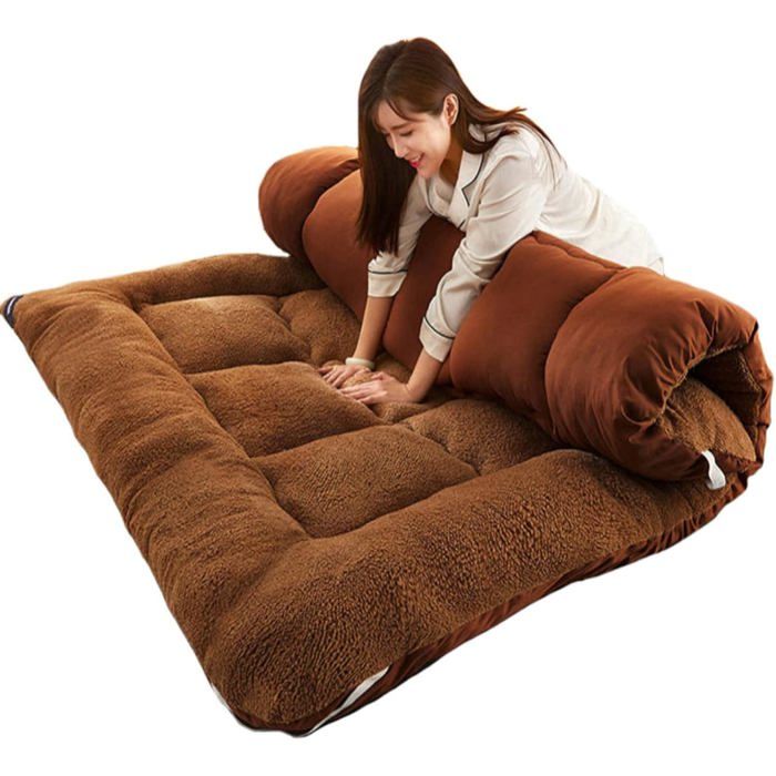 Tatami Matelas de sol pliable en mousse à mémoire de forme 90 x 200 cm 7 cm dépaisseur Marron