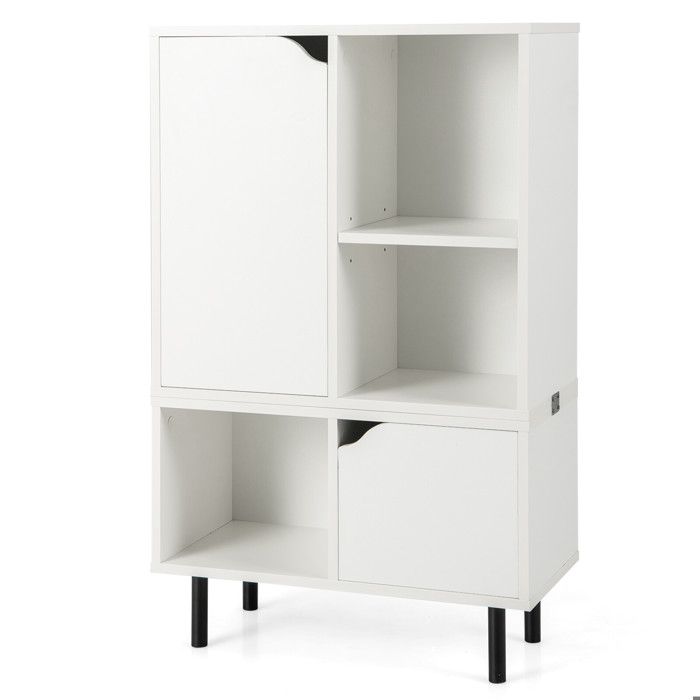 2 types de rangement bibliothèque empilable blanche avec étagère réglable meuble de rangement pour salon bureau