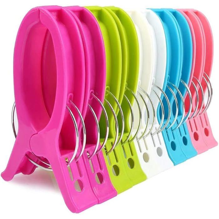 10 Pcs Grandes Pinces à Serviette de Plage pour Transat Gros Pinces à Linge Grosse épingles pour Serviette Couettes Draps Bain