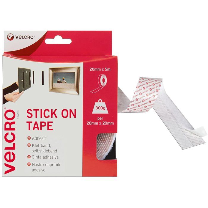 Velcro Marque Ruban Adhésif Auto-Agrippant À Crochets Et Boucles Qui Se Coupe À La Longueur Désirée & Parfait 20 Mm X 5 M