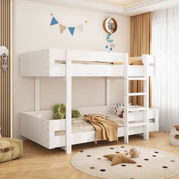 Lit Superposé Avec échelle Et Garde-corps De Sécurité, Convertible En 2 Lits Separes Lit En Bois Pour Enfants Adolescents Et Adultes 90 140 X200 Cm Gris Lit Superposé Avec échelle Et Garde-corps De Sécurité, Convertible En 2 Lits Separes Lit En Bois Pour Enfants Adolescents Et Adultes 90 140 X200 Cm Gris