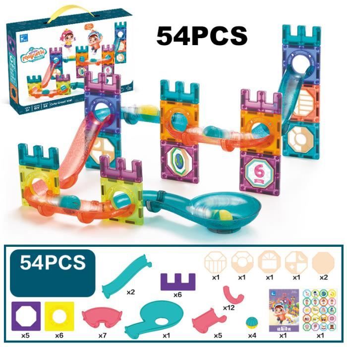 A-54PCS-Jouets éducatifs de bricolage pour enfants, feuille magnétique,  construction de nuits, concepteur, co