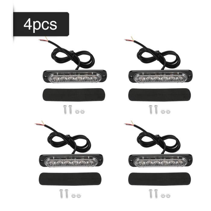 Lot De 4 Feux Stroboscopiques LED Ultra Minces 12-24V - 20 LED Super Lumineuses, 18 Modes Flash, étanche IP65 - Pour Véhicules, Remorques, Chantiers