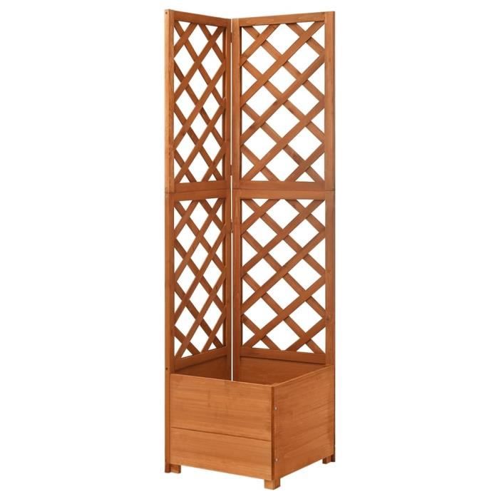 Jardinière dangle en treillis - AKOZON - Bois de sapin massif - 40x40x150cm - Rectangulaire