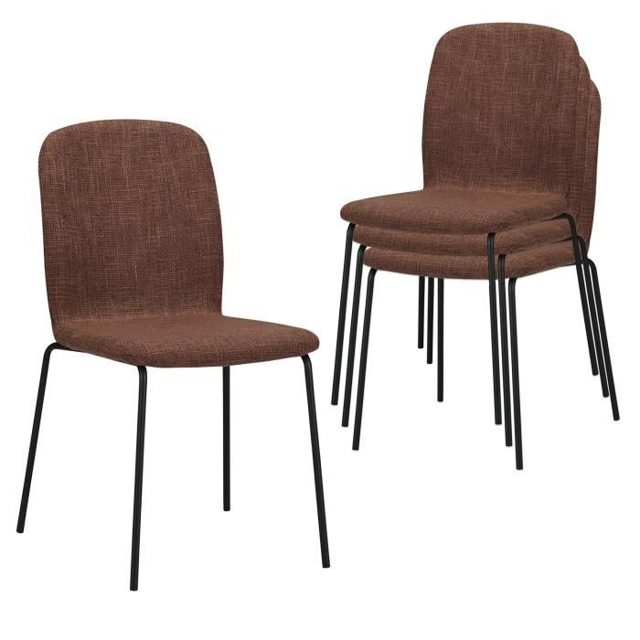 Ensemble de chaise visiteur Albatros ENNA, chaise empilable avec assise en similicuir pour un confort [brun]
