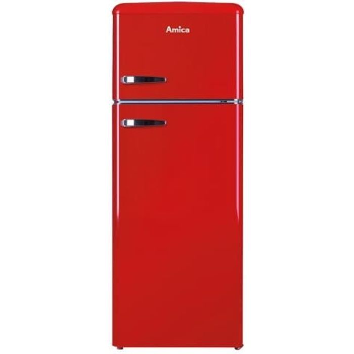 Réfrigérateur congélateur Amica Retro KGC15630R - Pose libre - 55 cm - 144 cm - 208 litres - Rouge