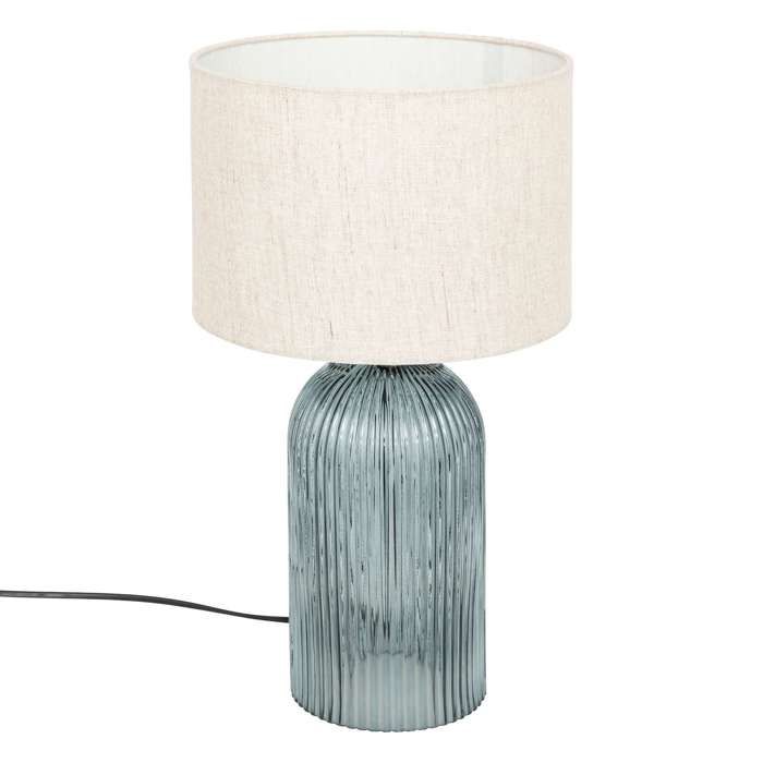 Atmosphera - Lampe cylindre en verre - H. 42 5 cm - Bleu