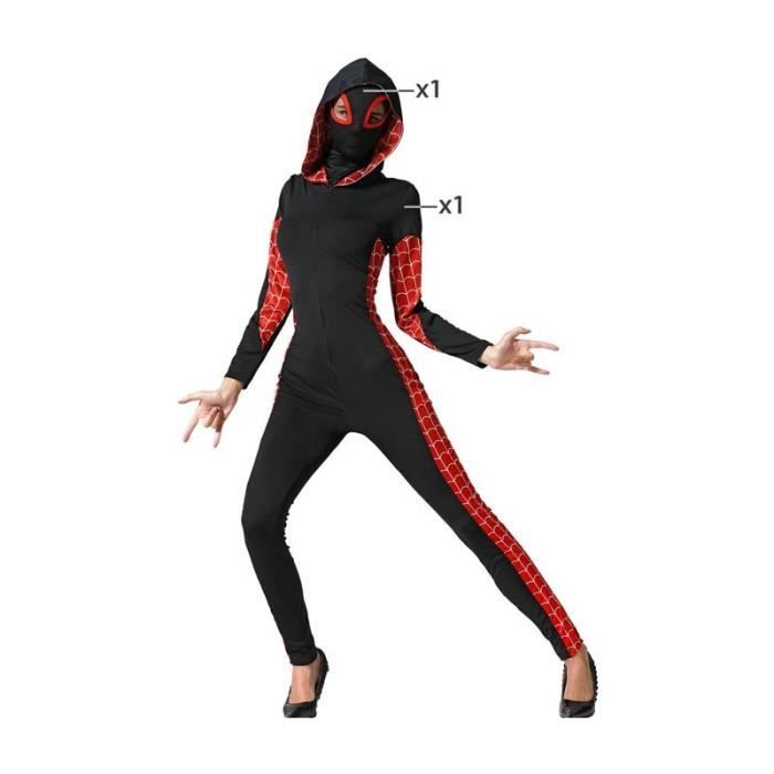 déguisement femme - atosa - spider noir - tissu extensible - costume de super héro comics