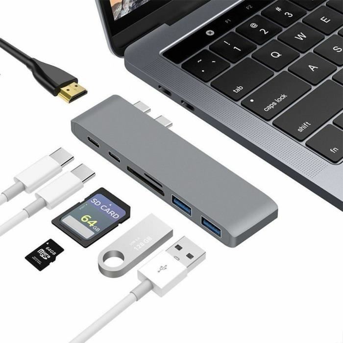 Acheter Concentrateur type-c HUB USB C vers USB 3.0 Thunderbolt 3 HDMI RJ45  pour adaptateur MacBook Pro Samsung Galaxy S9