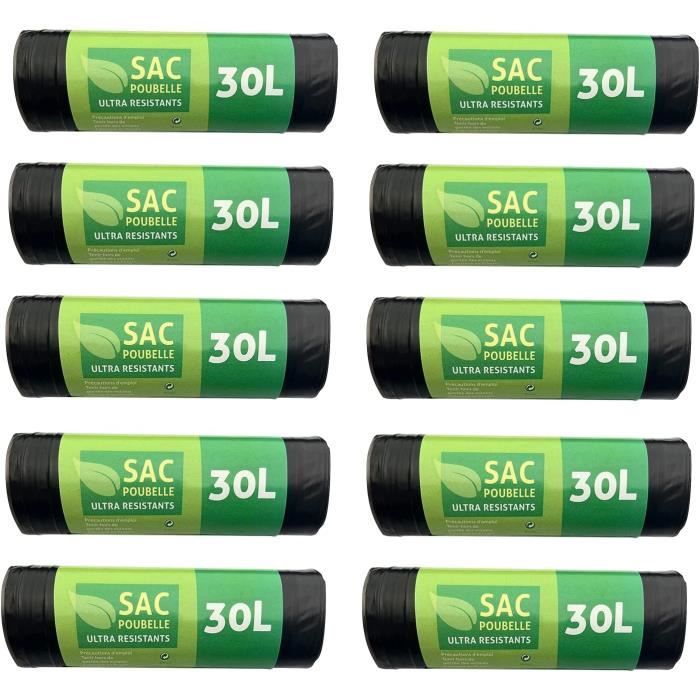 Sacs Poubelle Extra Solides LD Noir/transparent - Calibre 200 - Taille 18x29x39 Pouces