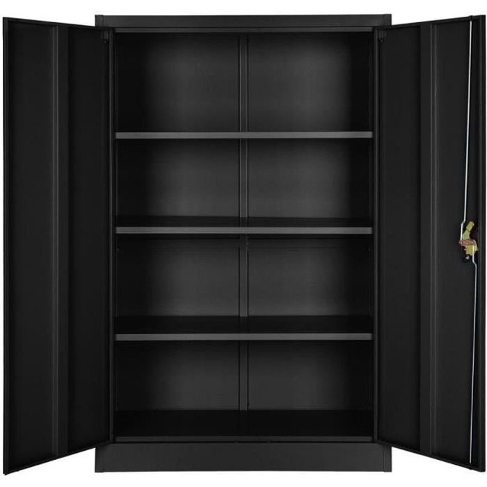Armoire Metallique Etagere Meuble 4 Niveaux Noir 0508084 Achat