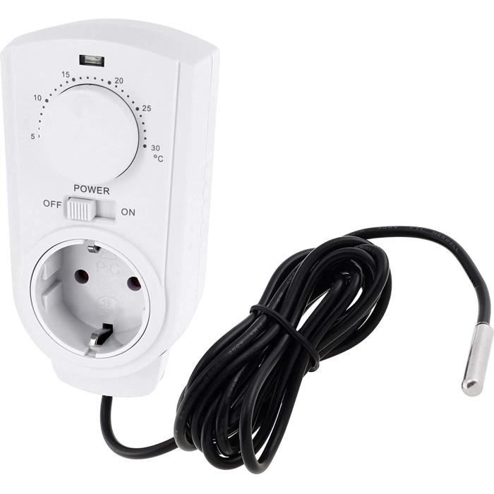 Prise intermédiaire analogique avec thermostat 230 V - Avec sonde  extérieure - Bouton rotatif - Prise thermostat 3500 W - Pour[377] -  Cdiscount Bricolage