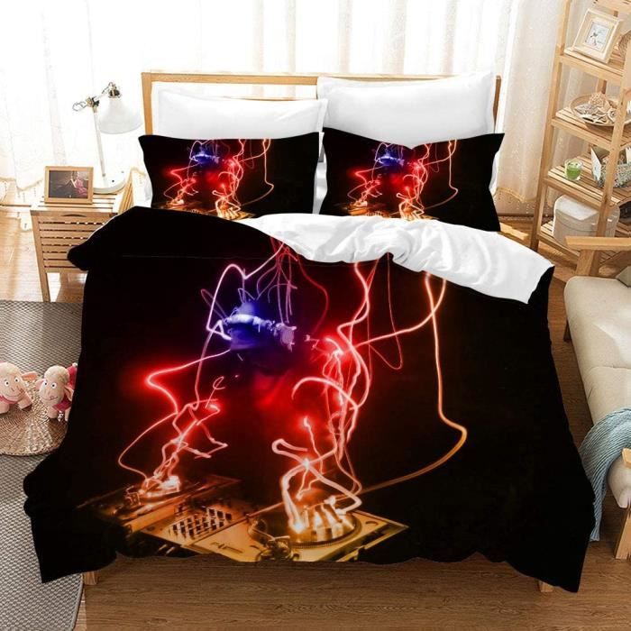 Housse De Couette 240x260 Cm Motif Guitare - Microfibre Douce Et Anti-rides | Parure De Lit 2 Personnes 3D